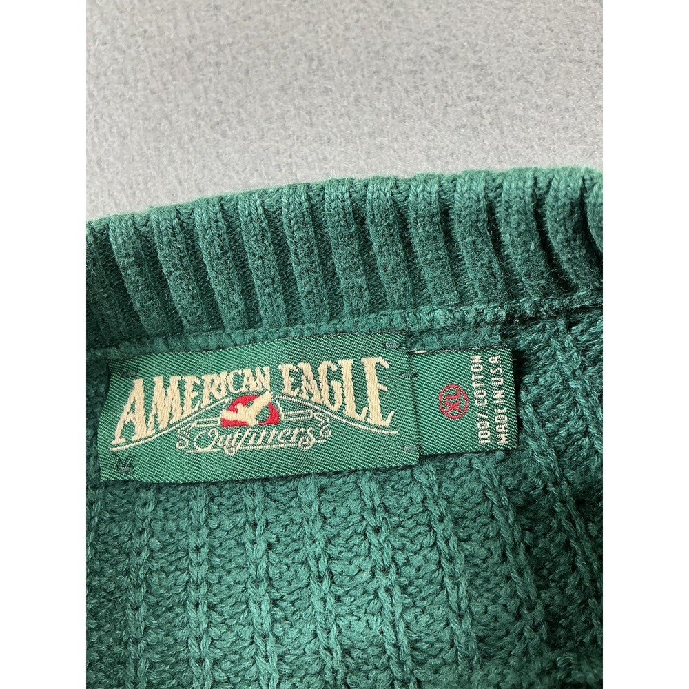 Vintage American Eagle Outfitters Sweater Mens XL Green Cotton Waffle Knit USA - Picture 2 of 8